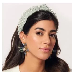Lele Sadoughi Dove Gray Headband Lele Sadoughi Dove Grey Beaded Woven Headband Brand New | eBay main image 2